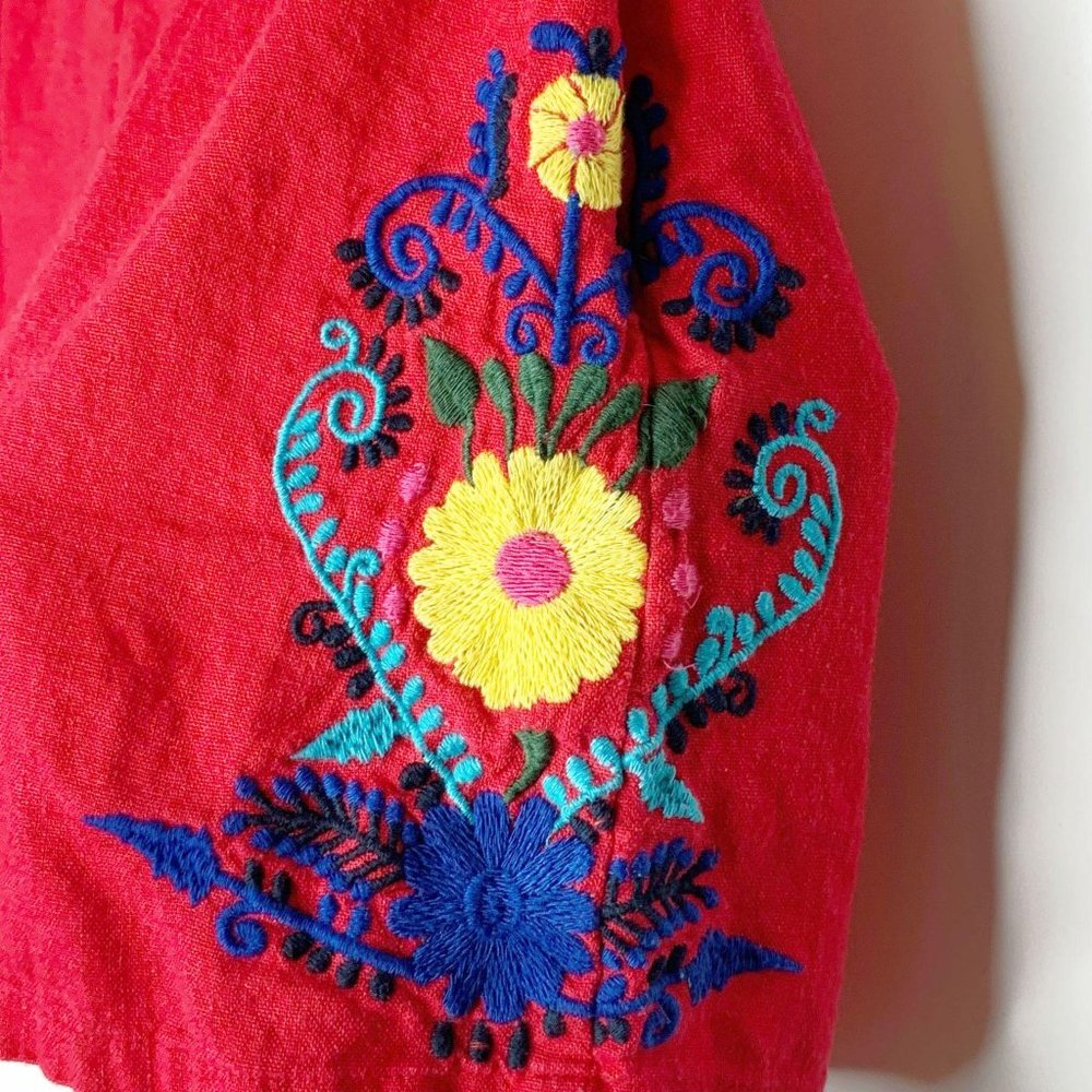 BP. Embroidered Festival‎ Boho Red Linen Blend Shorts Sz S - Picture 7 of 10